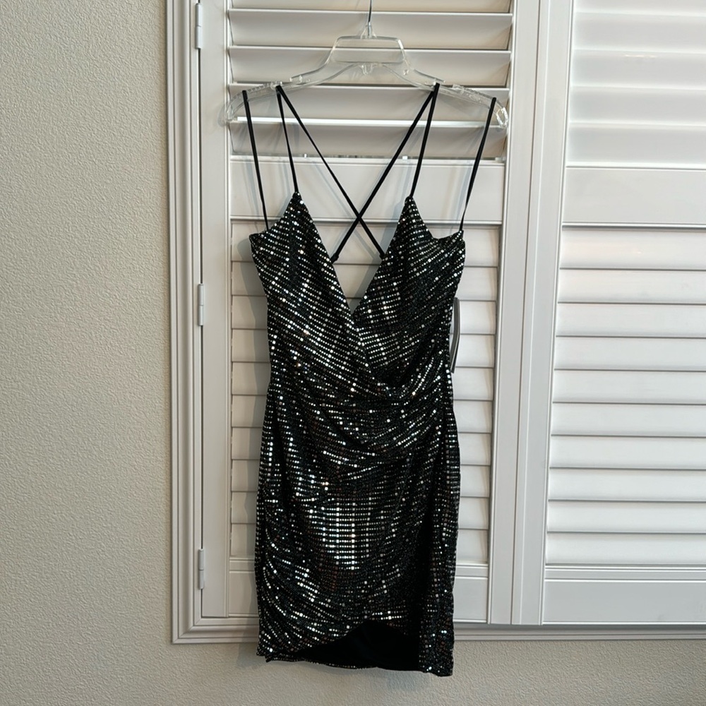 Aqua sequin cocktail dress